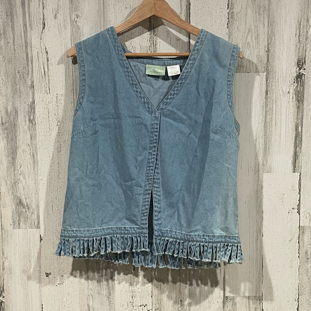 HICKORY 220 Vintage Fringe Chambray Sleeveless Top Size Large